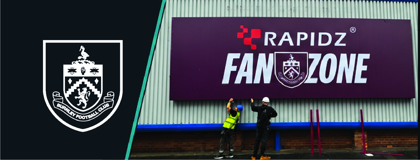 Burnley Football Club Rapidz Fan Zone illuminated stadium signage by TCB Signage